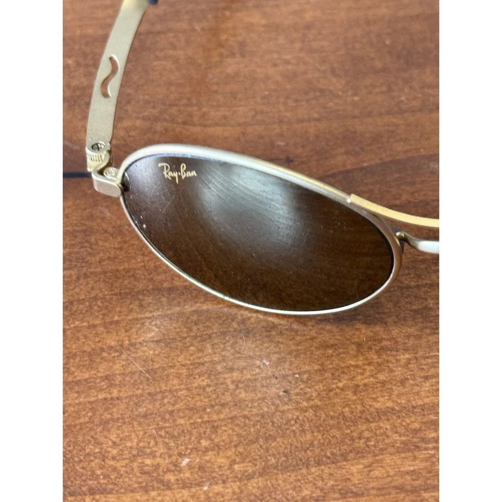 VINTAGE B&L RAY-BAN W2177 G15 GOLD ECLIPSE BIKERS ORBS MIRROR SUNGLASSES w/CASE
